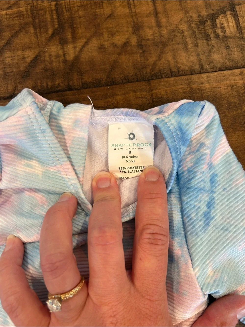 Snapper Rock 0-6M Light Blue and Pink Tie-Dye Infant Swim Top